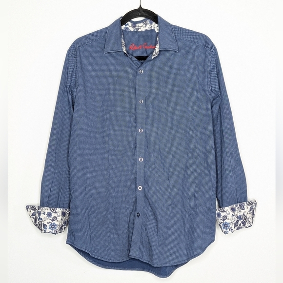 Robert Graham Other - Robert Graham Casual Button Down Short Paisley Floral Dot Print Blue Medium